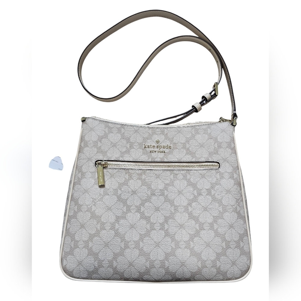 Kate Spade Dark Beige PVC Flower Crossbody Bag, With Silver Hardware, New w/tags - Picture 1 of 8